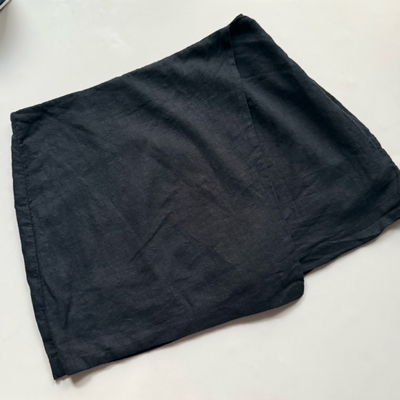 Abercrombie & Fitch Scarlett Linen Blend Wrap Mini Skort Skirt Black Medium - Picture 3 of 12